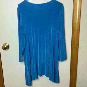 Coldwater Creek Tunic Dress Women 1x Teal Blue Long‎ Sleeve Stretch Pullover